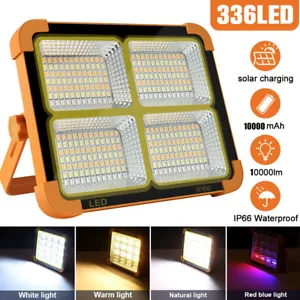 LED Fluter Flutlicht Solar Beleuchtung Baustrahler Akku Arbeitsleuchte 100W - Bild 1 von 13