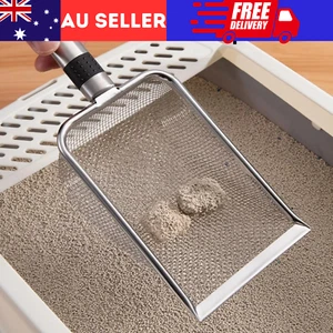 Cat Litter Scoop Metal Scooper Sifter Deep Shovel Long Cleaning Tool for Cat Box - Picture 1 of 7