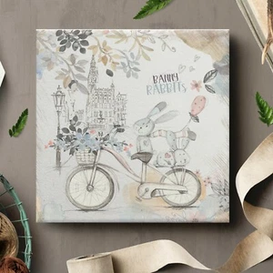 Framed Canvas Wall Art Painting Print Vintage Chic Floral Bunny Europe TOY012 - Picture 1 of 12