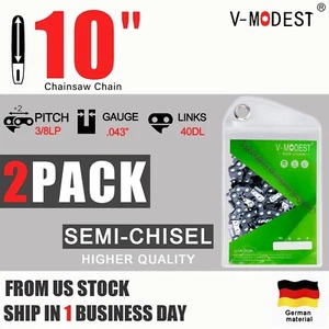 Paquete de 2 cadenas de motosierra V-MODEST 10" para CRAFTSMAN ECHO RYOBI 3/8LP calibre .043 40DL - Imagen 1 de 8