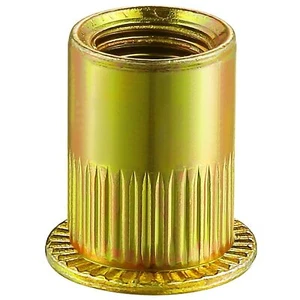Rivet Nut 8-32UNC 200Pcs Yellow Zinc Plated Finish Flat Head Rivnut Threaded - Picture 1 of 5