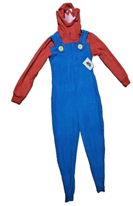 Nintendo Super Mario Bros Adult Unisex Hooded Pajamas Costume One Piece Medium - Picture 1 of 6