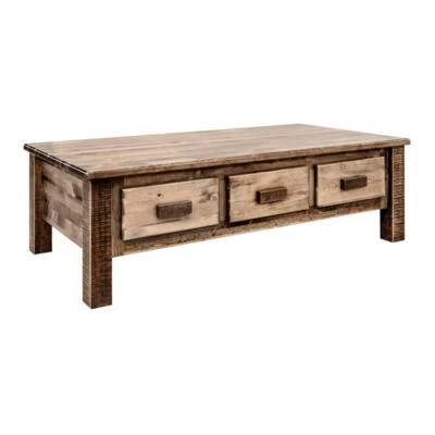 Montana Woodworks Homestead Wood Coffee Table with 6 Drawers in Brown - Image 1 of 4