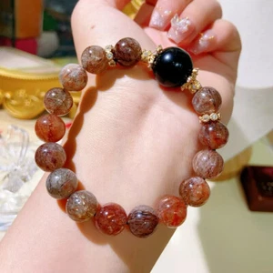 Pulsera de cuarzo de lepidocrocita Super 7 7 negro natural genuino de 11 mm - Imagen 1 de 5
