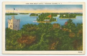 Veduta dal Castello di Boldt Mille Isole New York cartolina NY vintage mai usata - Foto 1 di 2
