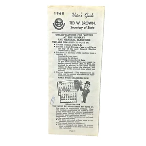Guía de Votantes Electorales Presidenciales Estado de Ohio 1968 Richard Nixon - Imagen 1 de 6