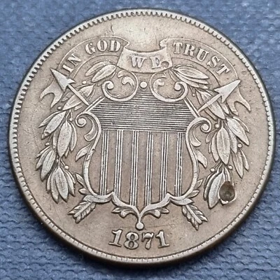 1871 Two Cent Piece 2c Better Grade XF + Details #58808 - Image 1 of 2