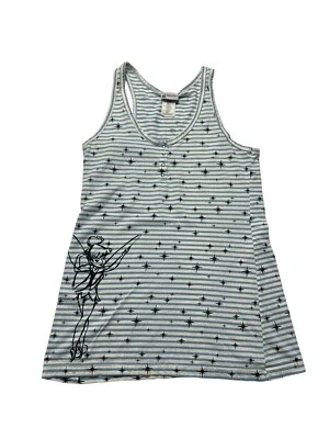Camiseta sin mangas Tinker Bell Pixie a rayas blancas azules de los parques de Disney grande LG Foto 1 de 4