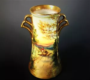SCHÖNE KÖNIGLICHE DOULTON HANDBEMALTE & SIGNIERTE VASE MIT EINER PASTORALSZENE - Bild 1 von 13