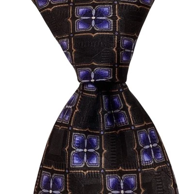 Corbata JZ RICHARDS Para Hombre 100% Seda Diseñador EE. UU. Geométrica Negra/Azul/Marrón Usada en Excelente Condición Foto 1 de 3