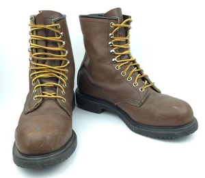 Red Wing Mens 8.5 C Brown Safety Steel Toe Work Workwear Boots 2233 USA - Picture 1 of 13