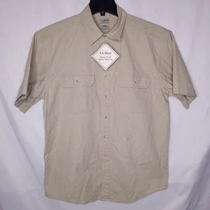 Camicia LL Bean uomo media marrone safari outdoor nuova con etichetta - Foto 1 di 14