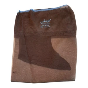 1PR VINTAGE HANES 530 WALKING SHEER RHT NYLON STOCKINGS SZ 9 SHORT TOWN TAUPE - Picture 1 of 3