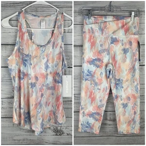 Marika Yoga Liz Tank Top Lotus Crossover Zen Capri Legging Workout Set NEW Med - Picture 1 of 16