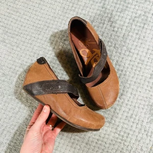 OTBT zweifarbige Leder Riemchen runde Spitze Keilabsatz Komfort Clogs wmns 6,5 - Bild 1 von 8