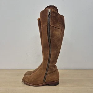 Fairfax Favor Regina Brown Suede Knee High Country Riding Tall Boots Uk 4 Eu 37 - Picture 1 of 12