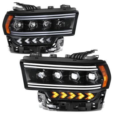 Fit 19-24 Ram 2500 Black Amber LED Sequential Chasing Projector Arrow Headlights - Image 1 of 4